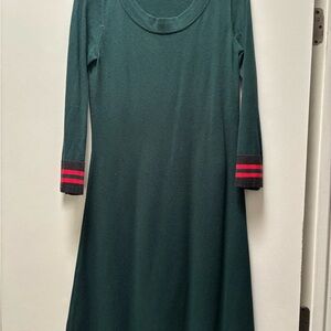 Boden Trudy Knitted Dress Dark Green with Red Stripes